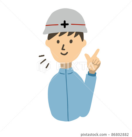 一名護理人員給出“這裡”手勢的插圖 86802882