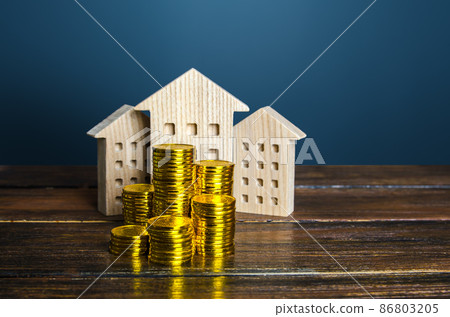 Residential buildings and coins stacks. Municipal budgeting. Tax collection, investments in city development. Profitability of rental business. Valuation of real estate. Property taxes. Content cost. Residential buildings and coins stacks. Municipal budgeting. Tax collection, investments in city development. Profitability of rental business. Valuation of real estate. Property taxes. Content cost. 86803205