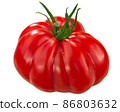 Beauty Lottringa heirlom tomato isolated  (Solanum lycopersicum fruit) 86803632