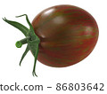 Brad's atomic grape heirloom tomato, single fruit   isolated (Solanum lycopersicum fruits) 86803642