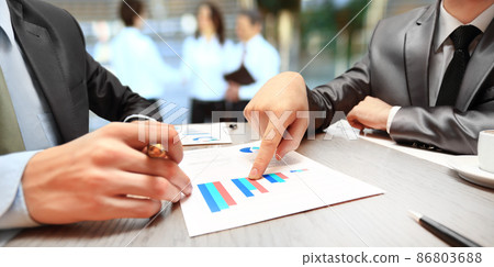 Graphs, charts, business table. The workplace of business people 86803688
