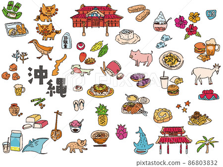 手繪沖繩插圖集插圖素材 手繪沖繩插圖集插圖素材 86803832