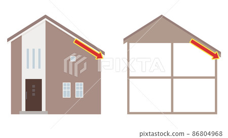 檁條下的房子的插圖_外觀和橫截面_布朗 86804968
