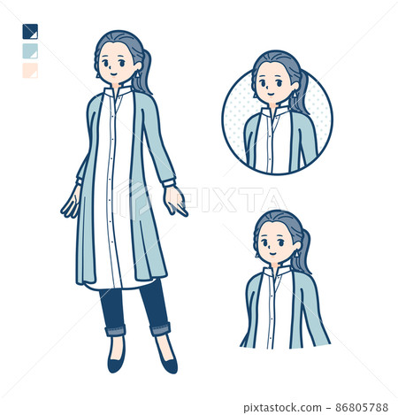 Illustration of a woman in a long shirt relaxing 86805788