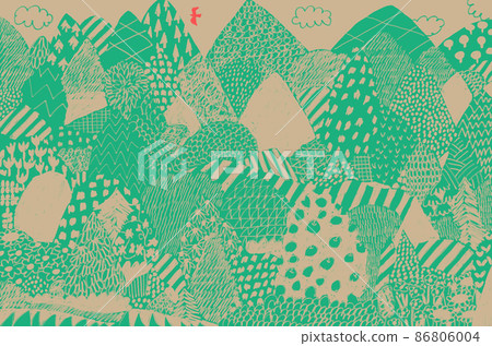 Trees, mountains and birds Trees, mountains and birds 86806004