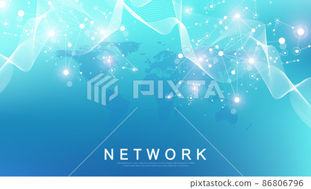 Global network connection concept. Social network communication in the global business. Big data visualization. Internet technology. Vector illustration. Global network connection concept. Social network communication in the global business. Big data visualization. Internet technology. Vector illustration. 86806796