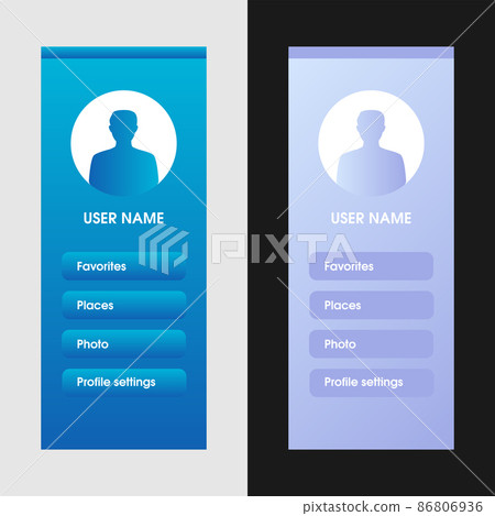 Blue and purple blank registration menu in the application or on the website in light and dark colors. 86806936