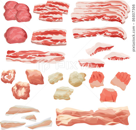豬肉套烤肉部分的插圖矢量 86807366