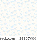 Seamless pattern of hand drawn hearts in pastel blue color on beige and neutral background 86807600