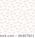 Seamless pattern of hand drawn hearts in pastel purple color on beige and neutral background 86807601