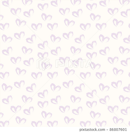 Seamless pattern of hand drawn hearts in pastel purple color on beige and neutral background 86807601