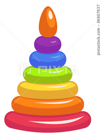 Pyramid toy icon. Round plastic puzzle for toddlers 86807637