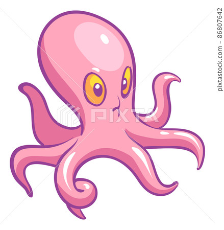 Pink octopus. Cute cartoon deep ocean animal 86807642