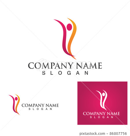 Health people leaf logo green vector image - Stock Illustration ...