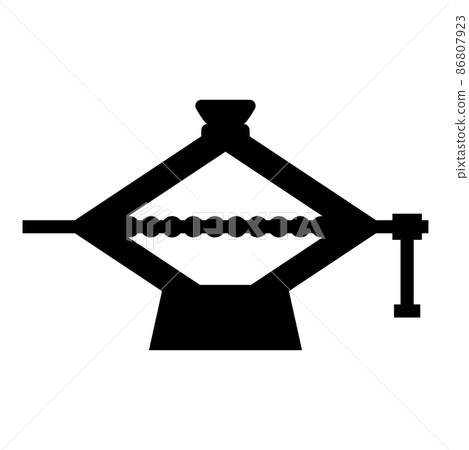 Screw jack lifting equipment mechanism for lifting supported loads of car maintenance scissor shape icon black color vector illustration image flat style 86807923
