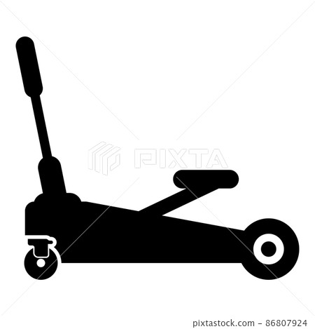 Lifting jack hydraulic car on wheels auto repair service icon black color vector illustration image flat style 86807924