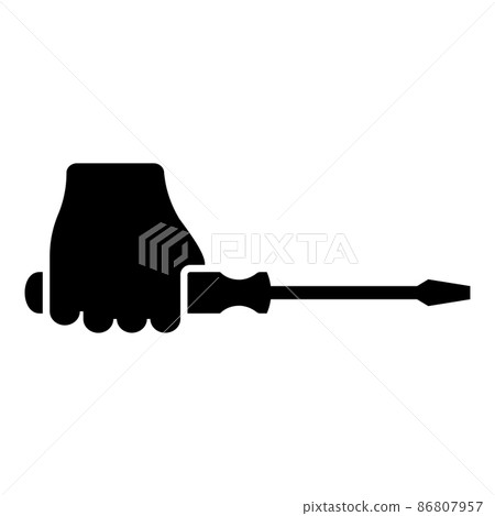 Screwdriver in hand icon black color vector illustration image flat style 86807957
