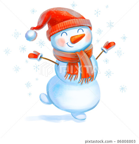 Cheerful snowman - Stock Illustration [86808803] - PIXTA