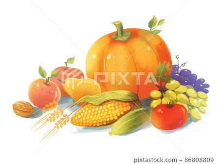 Autumn still life of fruits and vegetables 86808809