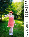 Laughing red haired girl on a sunny day having fun 86808977