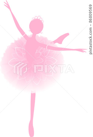 粉紅色剪影的芭蕾舞女演員 86809569