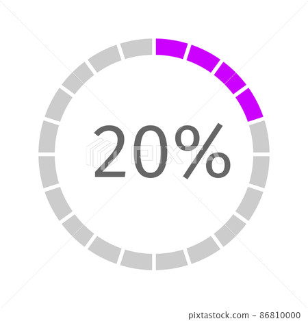 Buffering icon with 20 percent filled round loading bar. Progress, waiting or downloading symbol. Infographic element for website interface Buffering icon with 20 percent filled round loading bar. Progress, waiting or downloading symbol. Infographic element for website interface 86810000