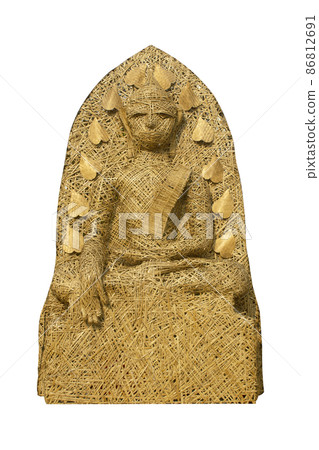 Buddha images woven from bamboo in a Thai temple Buddha images woven from bamboo in a Thai temple 86812691