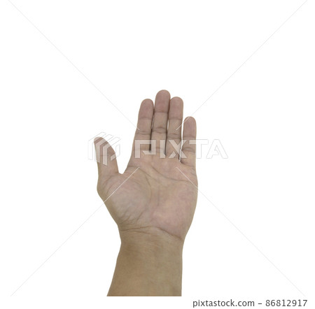 Man hand holding isolated on white background Man hand holding isolated on white background 86812917
