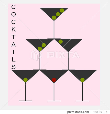abstract minimal logo of cocktails from the contours of martini glasses abstract minimal logo of cocktails from the contours of martini glasses 86813193