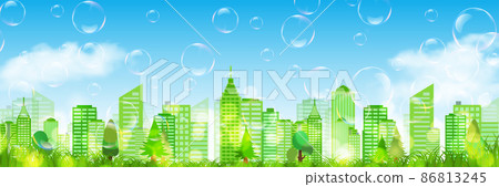 清新的綠色建築建築背景 86813245
