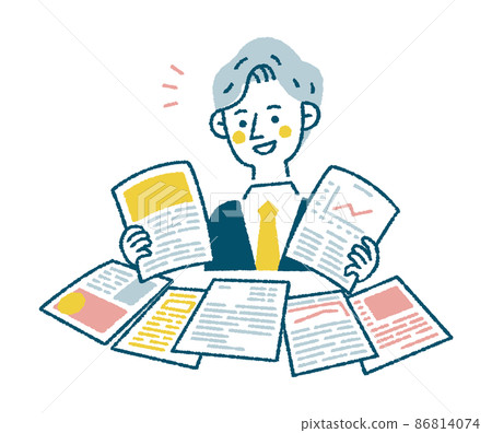 男性淺色矢量插圖比較材料 86814074