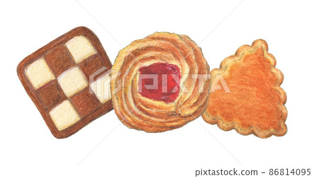 3 kinds of cookies Hand-painted sweets illustration 86814095
