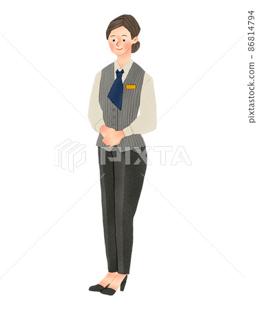 Hand-drawn illustration of a woman in uniform 86814794