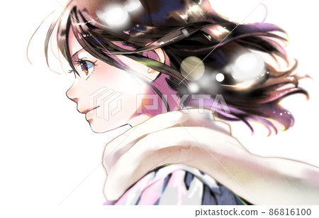 Profile schoolgirl illustration winter color person stand-alone version Profile schoolgirl illustration winter color person stand-alone version 86816100