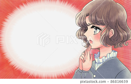 昭和女孩卡通插圖，感到怨恨的姐姐的旗幟 86816639