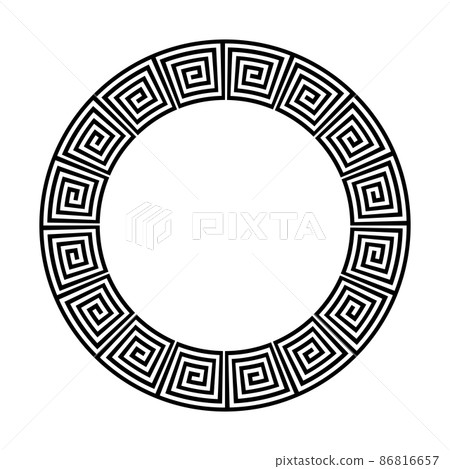 Geometric ornament with greek meander motif for circle frame. Geometric ornament with greek meander motif for circle frame. 86816657