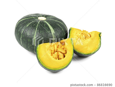 Green pumpkin isolated on the white background Green pumpkin isolated on the white background 86816690