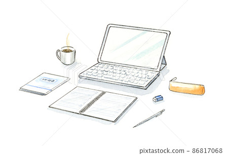 Watercolor illustrations for online learning, with shadows, analog hand-painted Watercolor illustrations for online learning, with shadows, analog hand-painted 86817068