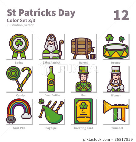 St patricks day icons set, Color, vector and illustration set 2 St patricks day icons set, Color, vector and illustration set 2 86817839
