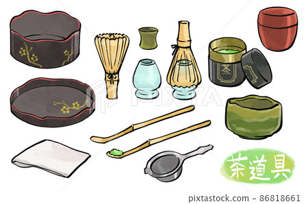 日式觸摸茶具插圖顏色 86818661