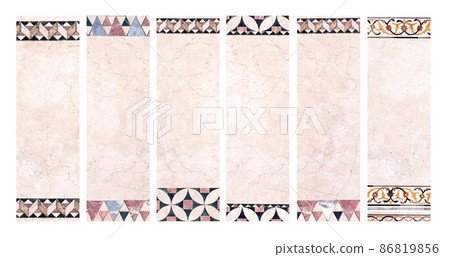 Set of vertical or horizontal background with ancient decorative mosaic on marble Set of vertical or horizontal background with ancient decorative mosaic on marble 86819856