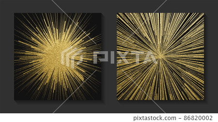 Golden backgrounds set with sunburst. Shiny gold retro rays, bright sunbeams. Vintage vector illustration. Bright background for christmas cards, luxury flyers or banners. Golden backgrounds set with sunburst. Shiny gold retro rays, bright sunbeams. Vintage vector illustration. Bright background for christmas cards, luxury flyers or banners. 86820002