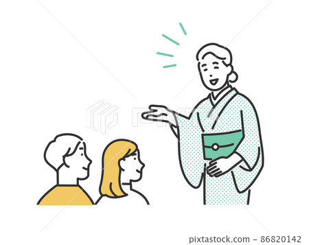 微笑著為顧客服務的住宿公司工作人員的形象插圖材料 86820142