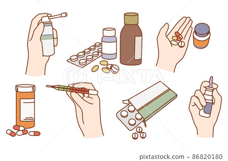 Set of diverse medications and pills for patient  86820180