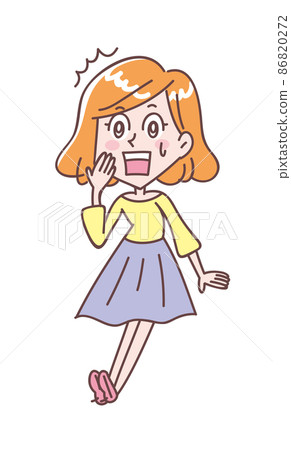 一名年輕女子對驚人的事實感到驚訝 一名年輕女子對驚人的事實感到驚訝 86820272