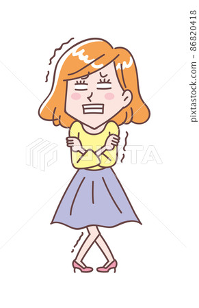 顫抖和害怕的年輕女人 顫抖和害怕的年輕女人 86820418