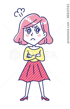 年輕女子對她的雙臂感到憤怒 年輕女子對她的雙臂感到憤怒 86820581