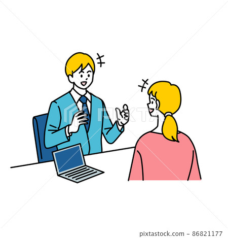 擴展個人電腦並提出建議的商人和客戶女性 86821177