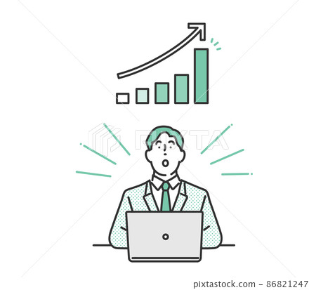 Image illustration material of business person who is surprised at how business performance goes up 86821247