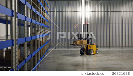 Automatic lifting vehicle working in warehouse Automatic lifting vehicle working in warehouse 86821628